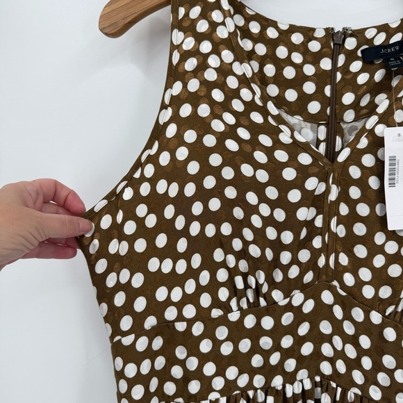 J. Crew Princess Cut Peplum Jacquard Dot Sleeveless Top Romantic Pecan Ivory 6 - Picture 9 of 12